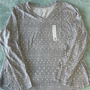Sonoma Gray Long Sleeve Tee with Nordic Pattern